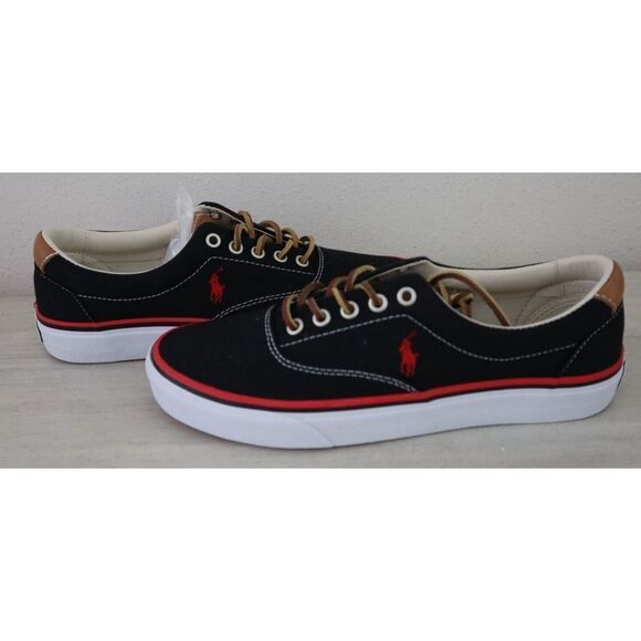 Polo Ralph Lauren Men's Sz 8 Black Keaton-Pony Low Top Canvas Sneaker Loafers - Picture 3 of 8